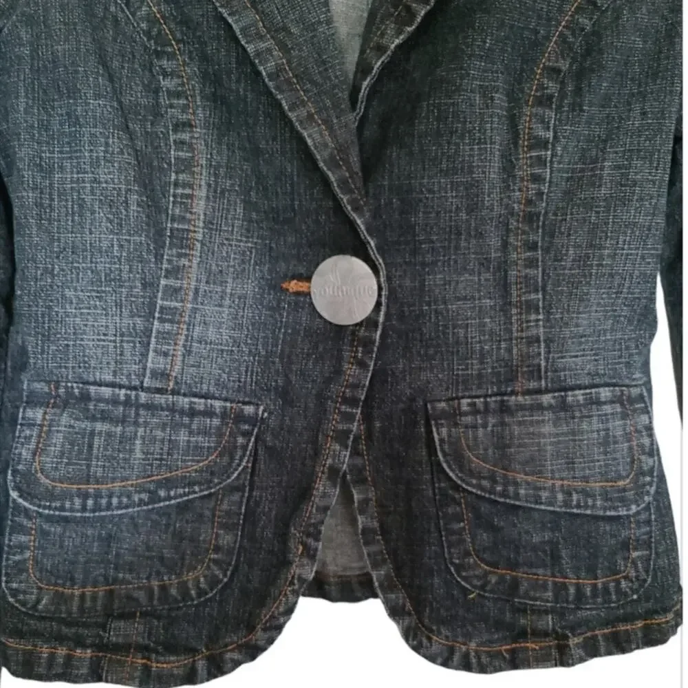 Younique Black Denim Blazer Tailored Jacket S Structured Workwear Casual Edgy